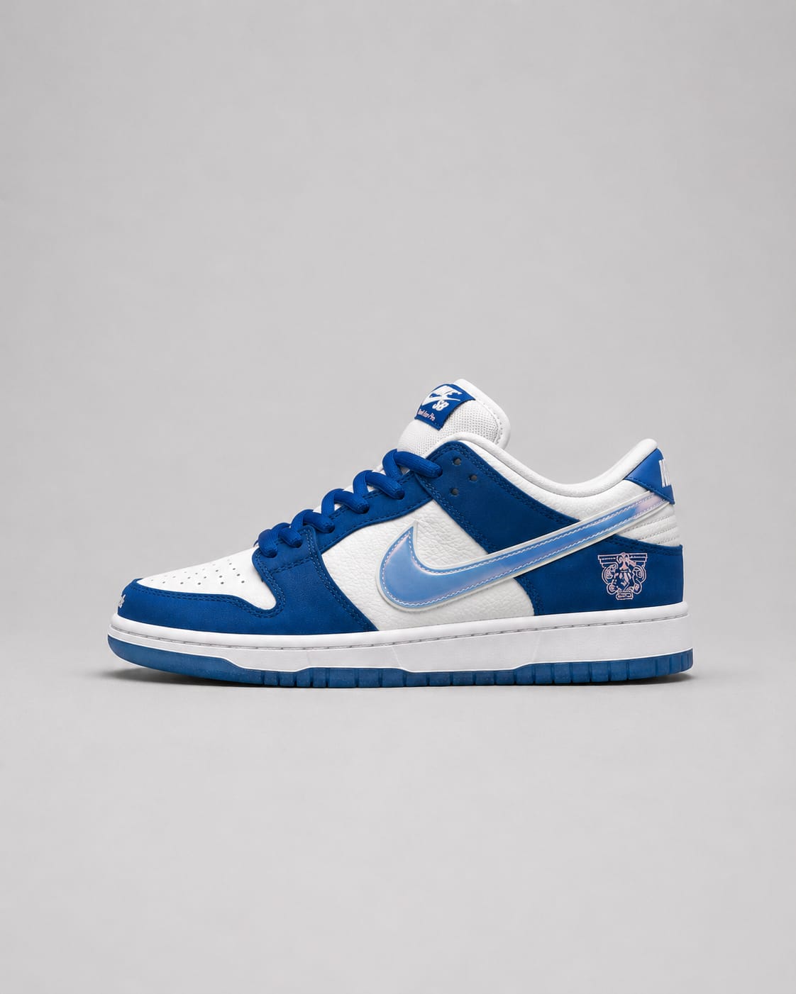 Nike SB Dunk Low Born X Raised One Block At A Time sneaker in Deep Royal Blue and White side profile